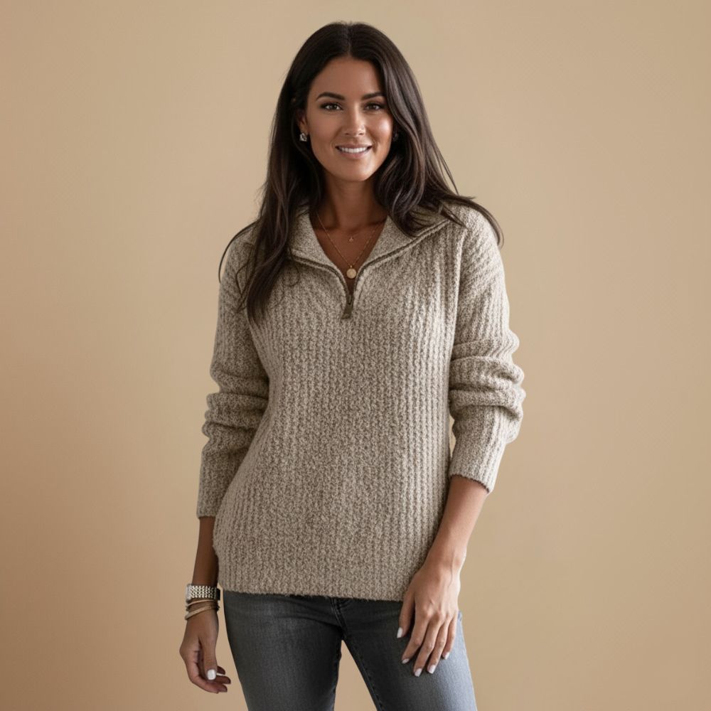 Dames Gebreide Zip Trui | Verfijnde warmte met tijdloze klasse