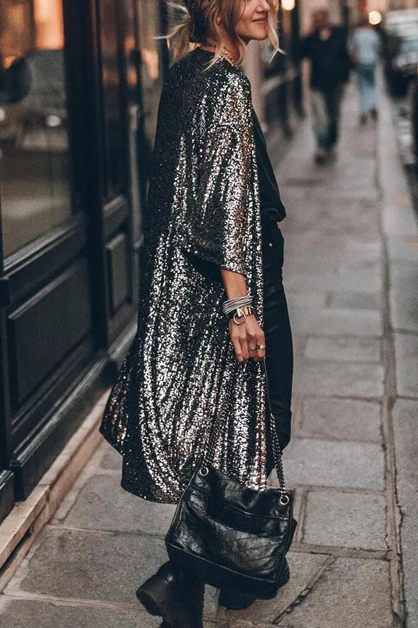 Liora | Pailletten Kimono met Wijde Mouwen – Glamour voor Elke Gelegenheid