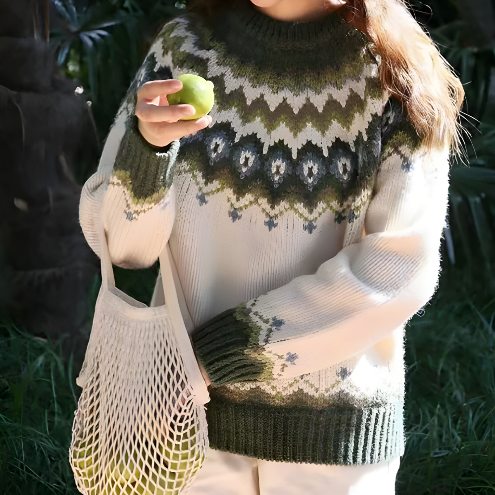 Dames Trui met Nordic Fair Isle Patroon en Warme Winterstijl