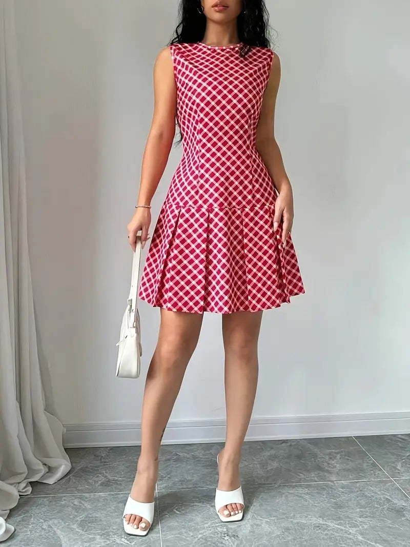 Mode Outlet | Stijlvolle Mouwloze Jurk met Plooien – Tijdloze Elegantie
