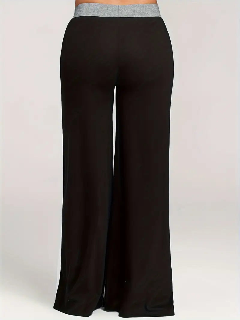 Mode Outlet | Stijlvolle Broek met Wijde Pijpen – Trendy Kleurblokdesign