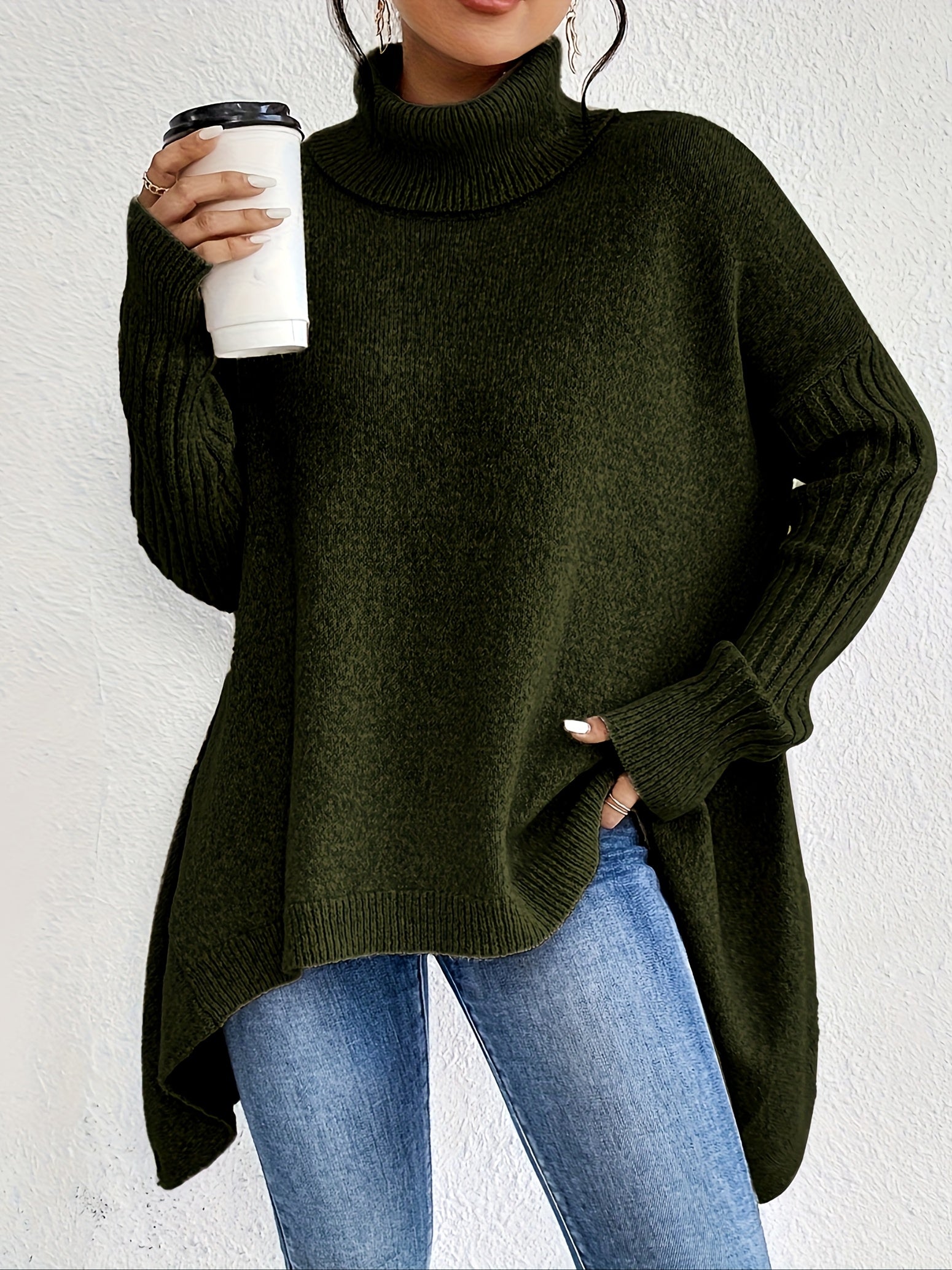 Dames coltrui | Oversized model met hoge kraag en moderne pasvorm
