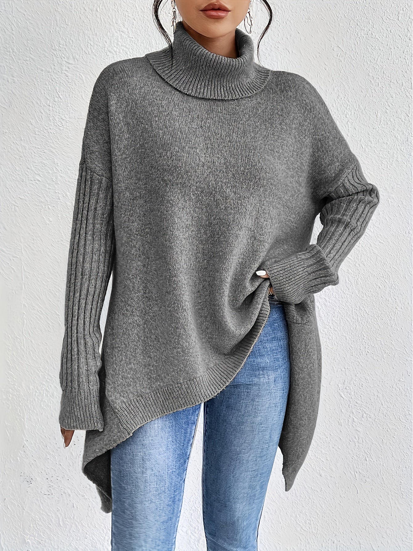 Dames coltrui | Oversized model met hoge kraag en moderne pasvorm