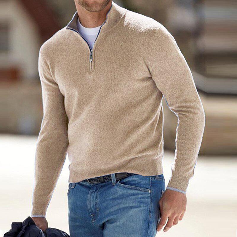 Heren Pullover met Halve Rits | Warme Stijlvolle Trui met Lange Mouwen