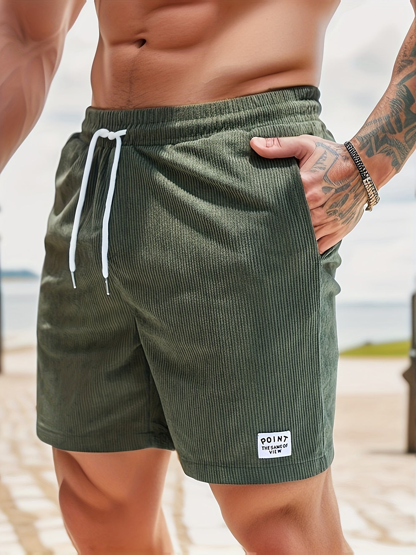 De Mode Outlet | Heren Kord Shorts met Elastische Taille
