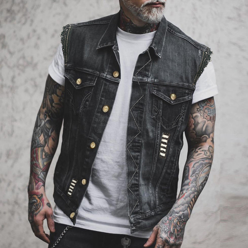 Mode Outlet | Heren Denim Weste – Tijdloos & Stoer