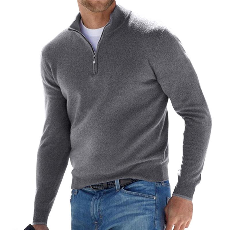 Heren Pullover met Halve Rits | Warme Stijlvolle Trui met Lange Mouwen