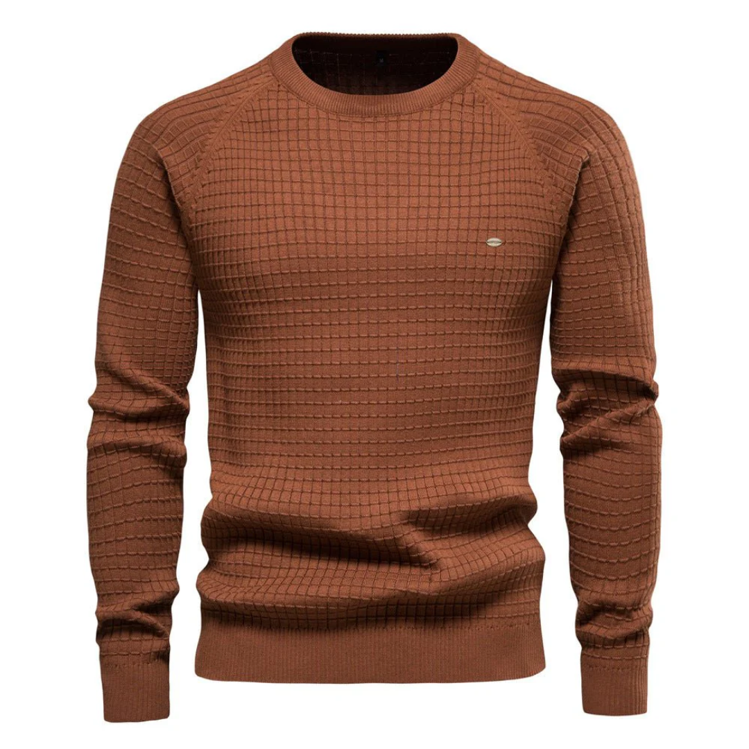 Heren Gebreide Trui | Warme Stijlvolle Ronde Hals Pullover met Lange Mouwen