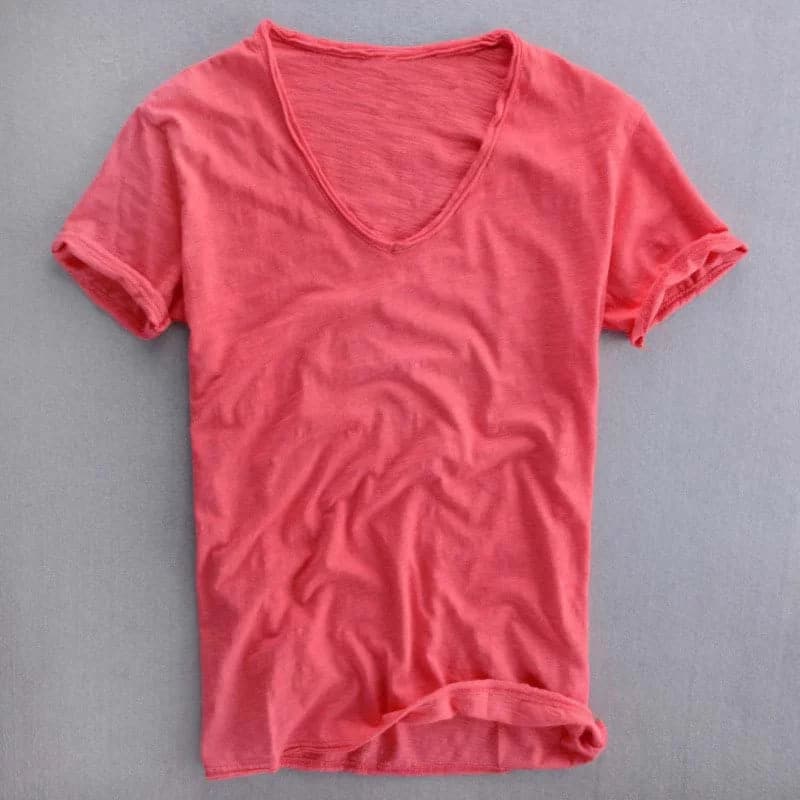 Natuurlijke Heren T-Shirt met V-Hals | Luchtig en Comfortabel