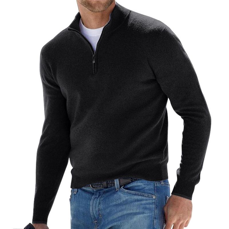 Heren Pullover met Halve Rits | Warme Stijlvolle Trui met Lange Mouwen