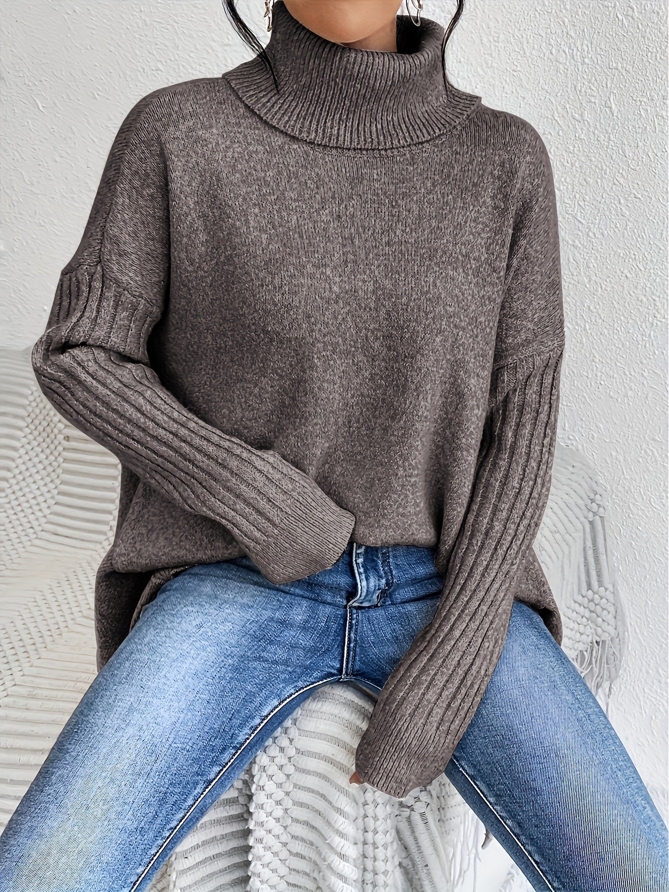 Dames coltrui | Oversized model met hoge kraag en moderne pasvorm