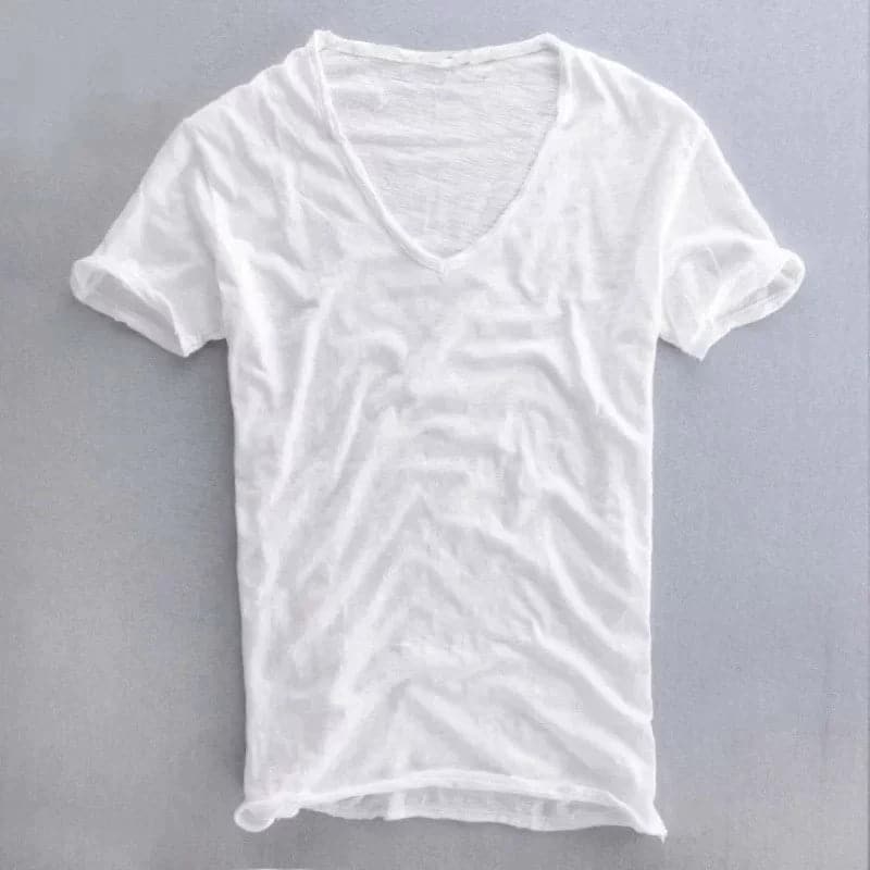 Natuurlijke Heren T-Shirt met V-Hals | Luchtig en Comfortabel