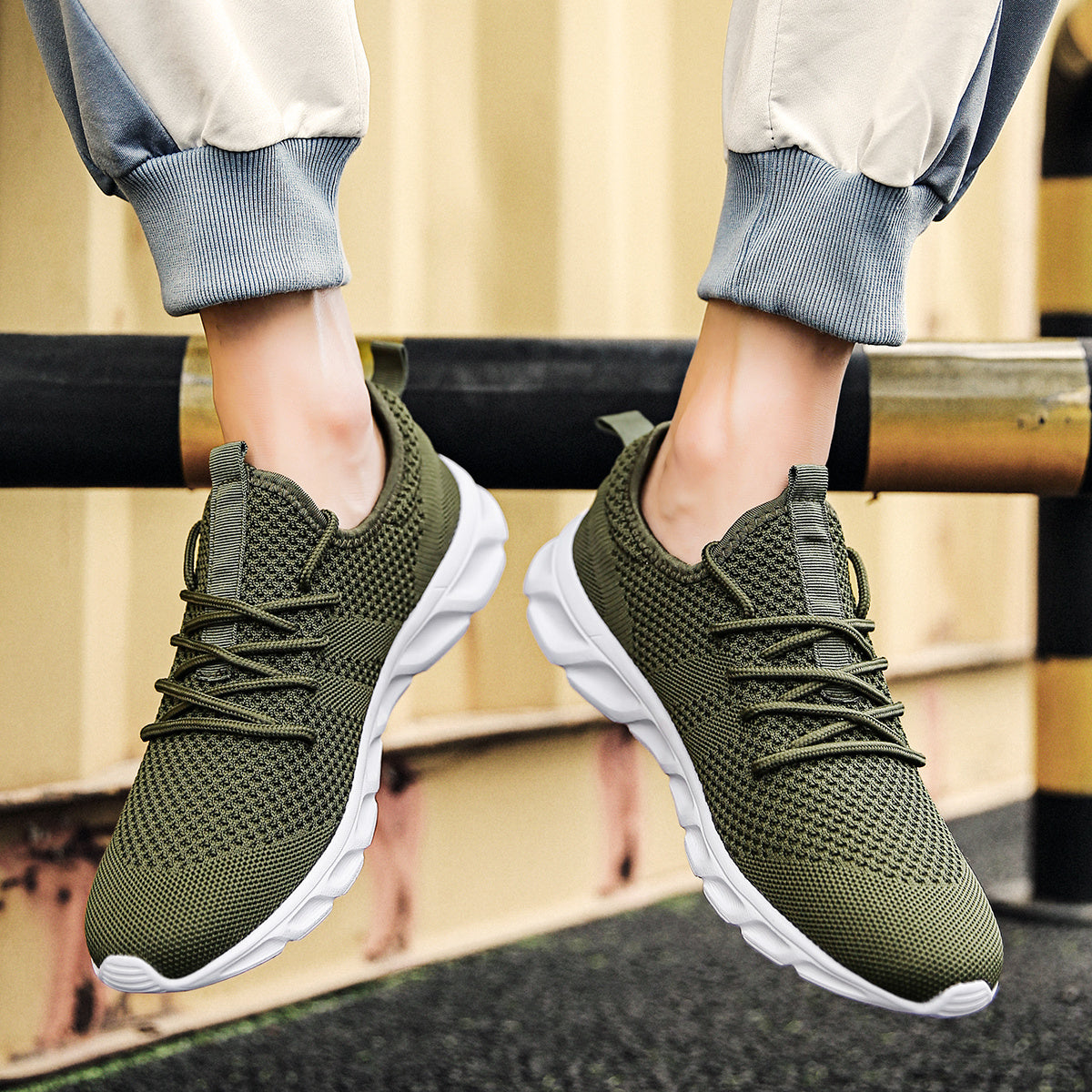 Lichte, ademende heren hardloopschoenen met antislip zool