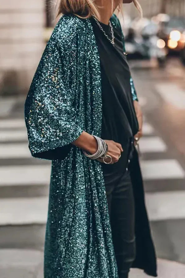 Liora | Pailletten Kimono met Wijde Mouwen – Glamour voor Elke Gelegenheid
