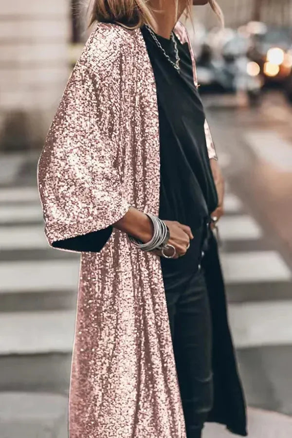 Liora | Pailletten Kimono met Wijde Mouwen – Glamour voor Elke Gelegenheid