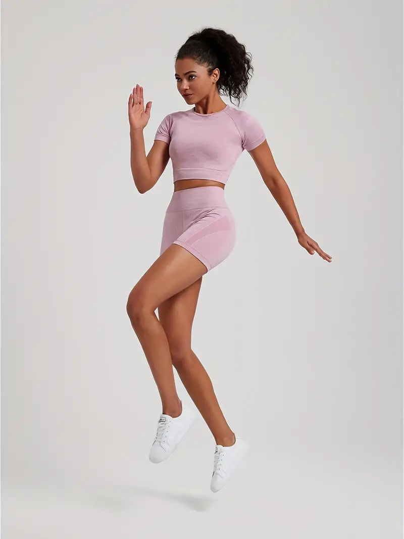 Dames Gymset met High-Waist Legging en Cropped Top
