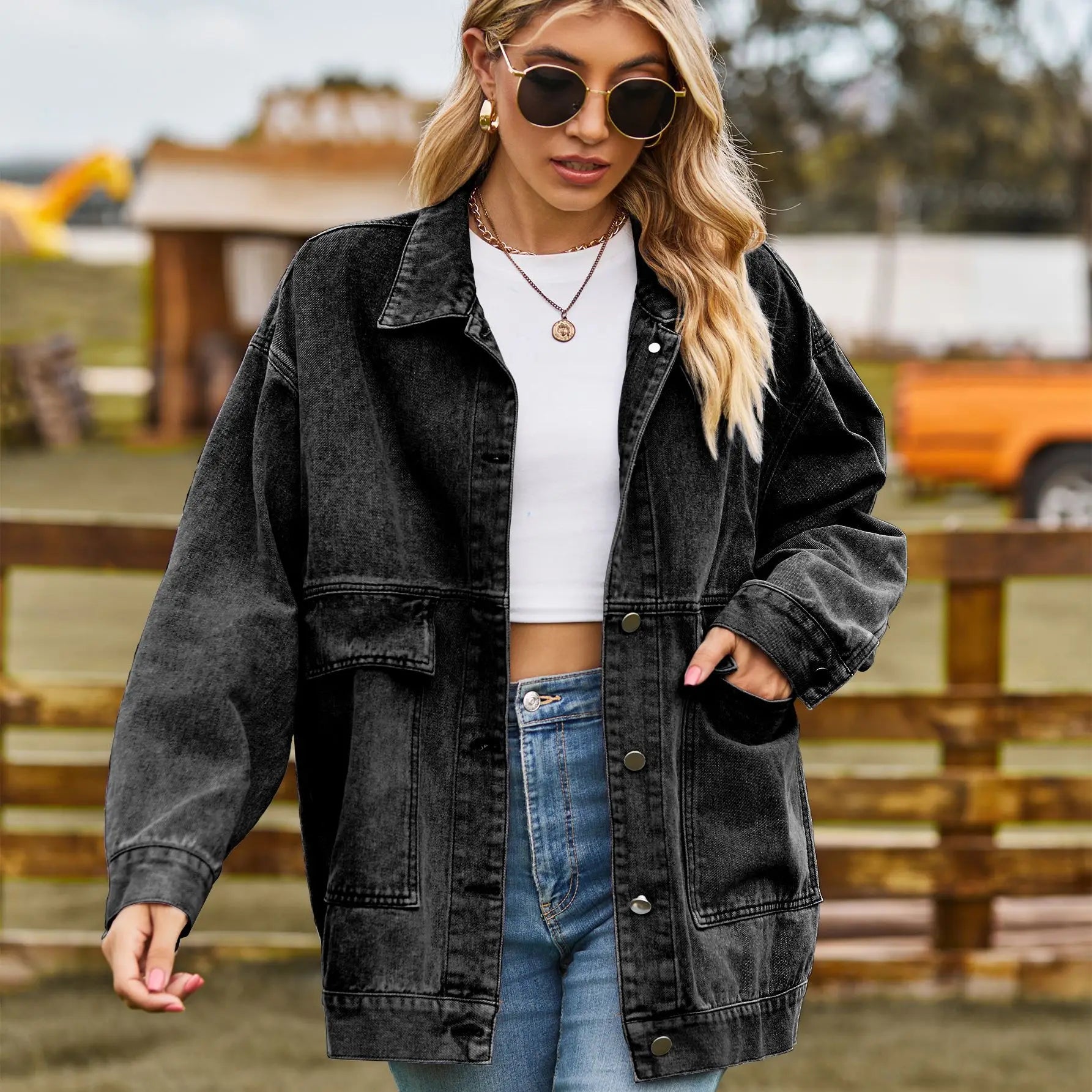 Dames Denim Jacket – Oversized Spijkerjas met Tijdloze Streetstyle Look