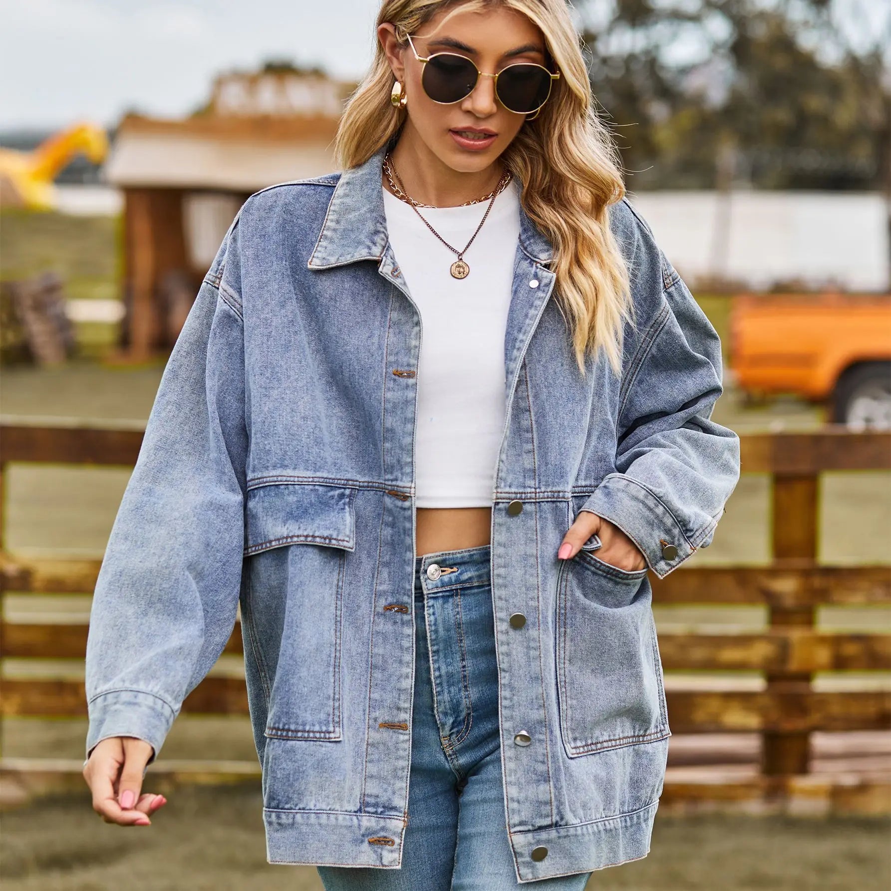 Dames Denim Jacket – Oversized Spijkerjas met Tijdloze Streetstyle Look