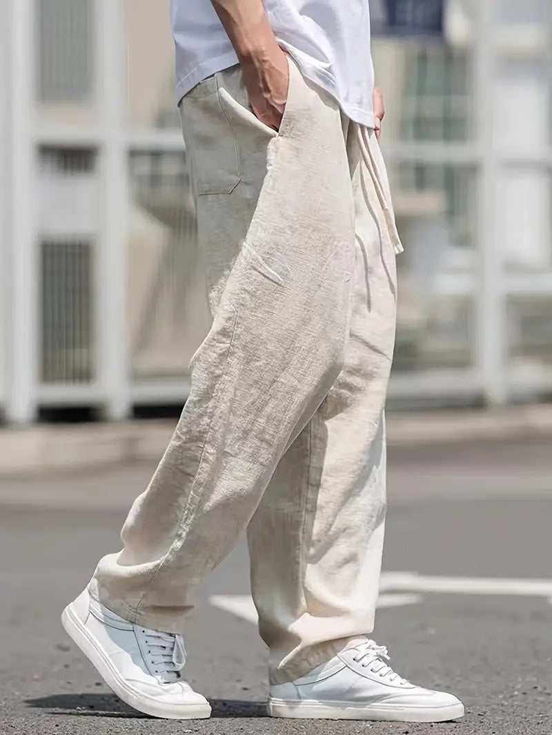 Mode Outlet | Baggy Linnenbroek voor Heren – Luchtig, Comfortabel & Stijlvol