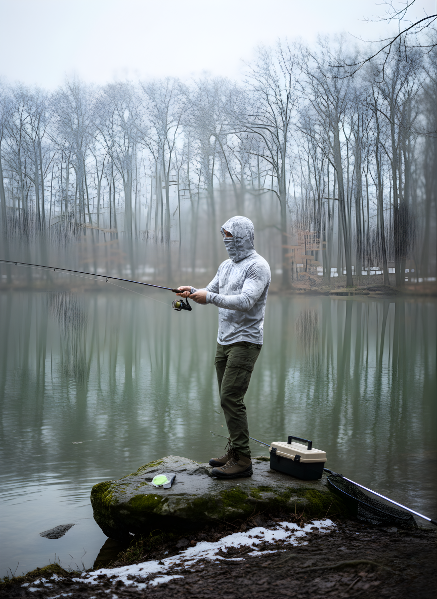 Camouflage Performance Shirt met Lange Mouwen voor Heren – Met Capuchon & Gezichtsbedekking