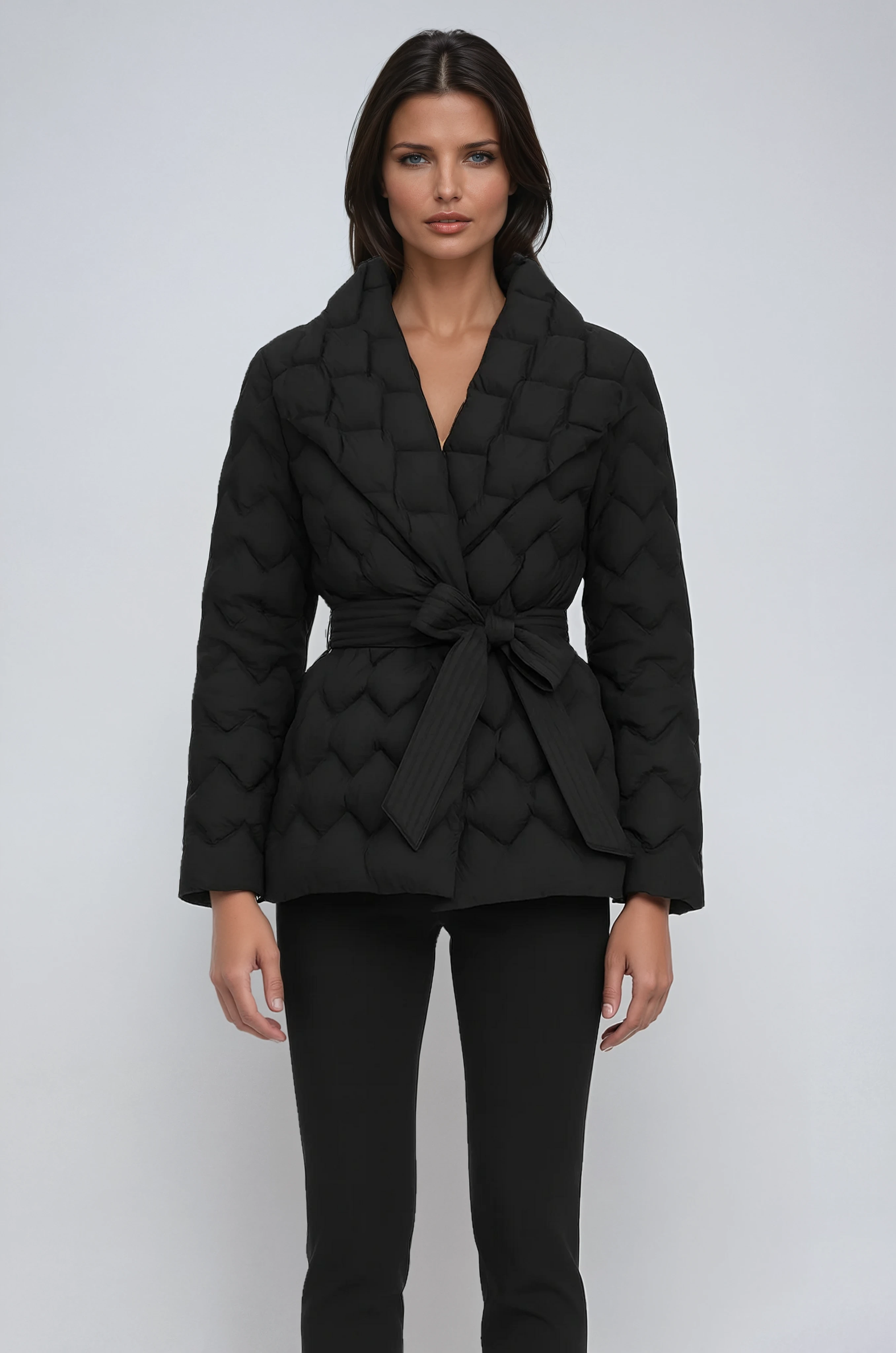 Dames Winterjas – Gewatteerd Met Ceintuur en Elegante Pasvorm