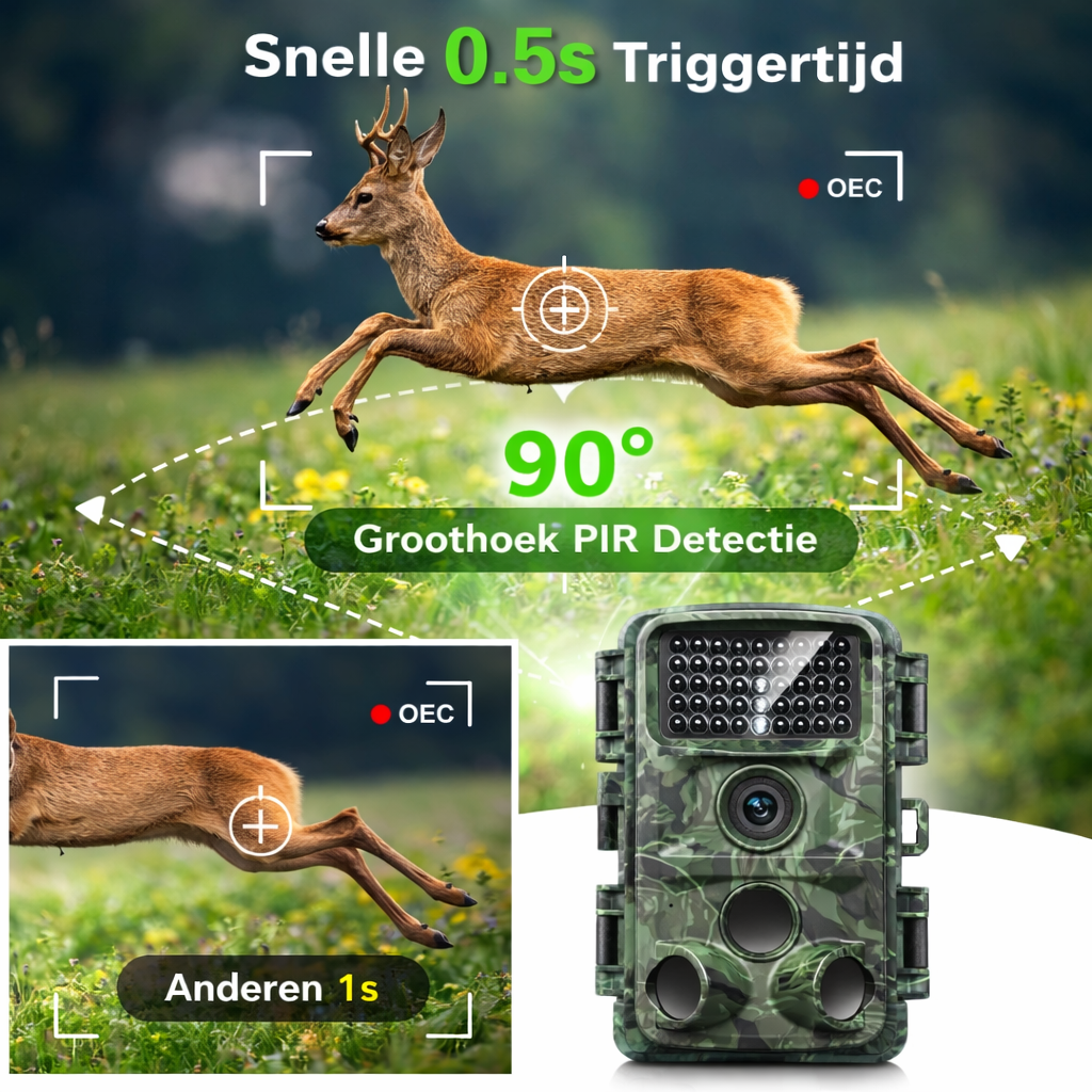 4K 32MP Wildcamera – Bewegingsdetectie & Low-Glow Nachtzicht