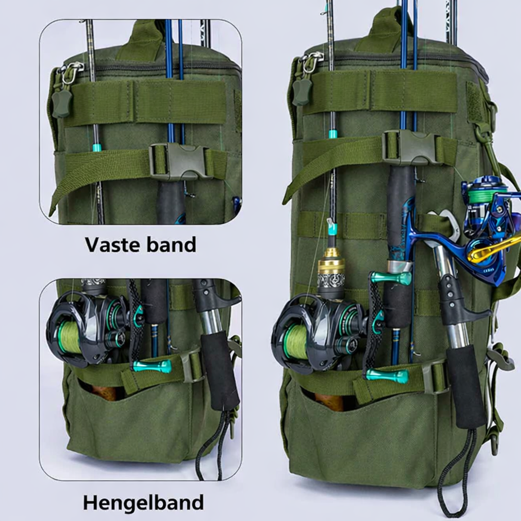 Visrugzak – Duurzame Waterafstotende Rugzak met Hengelhouders