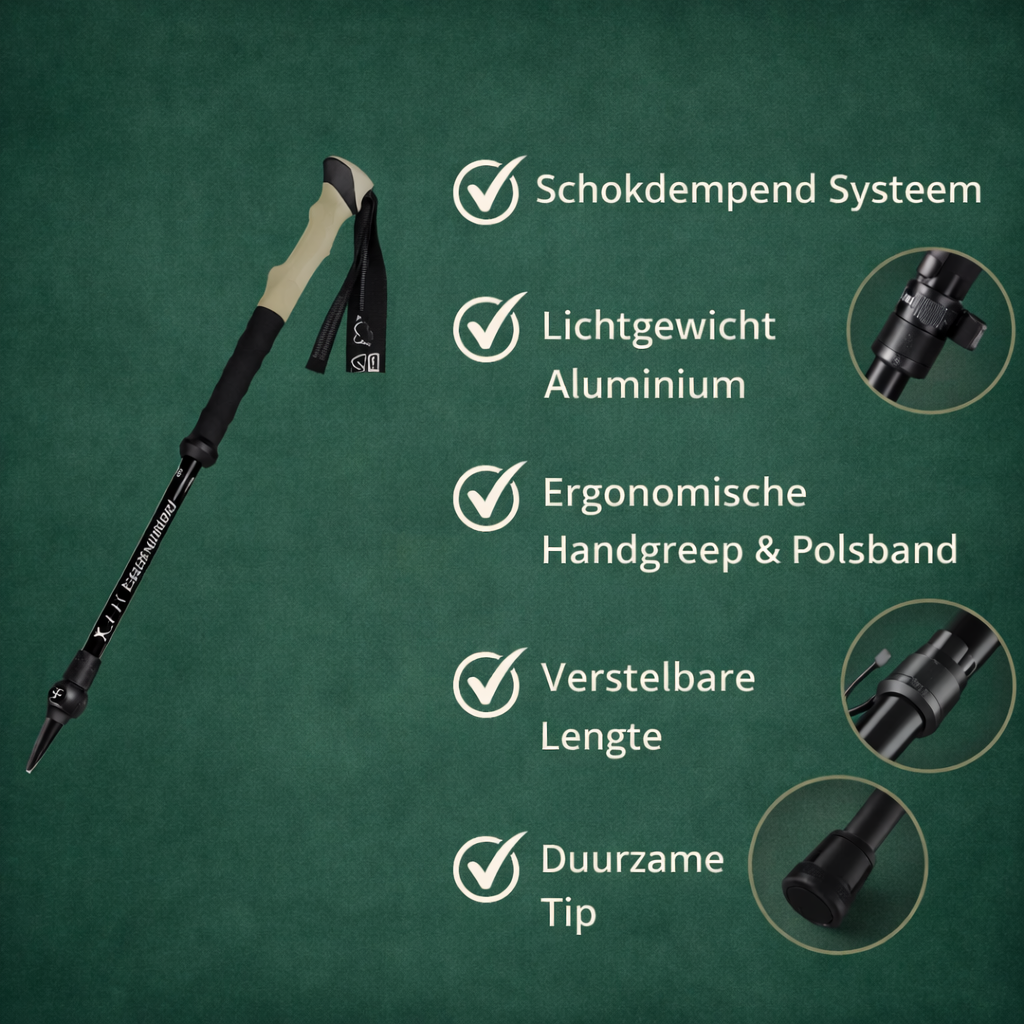 Schokabsorberende Trekkingstok – Verstelbare Aluminium Ondersteuning