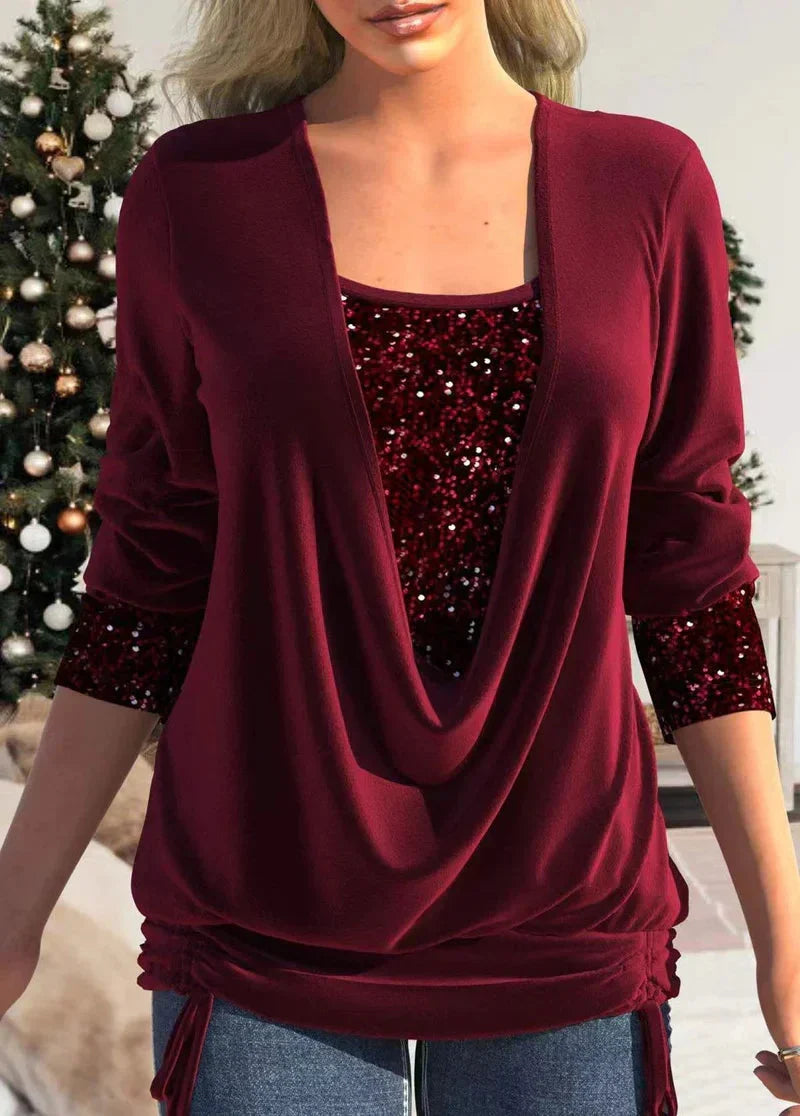 Livia | Comfortabele Damesblouse met Glitteraccenten – Elegant & Stijlvol