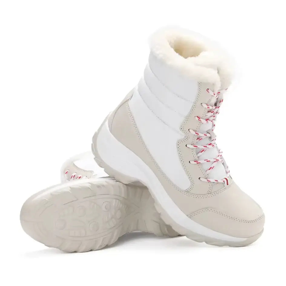 Dames Snowboots met Veters | Vegan Leer en Warme Pluche Voering