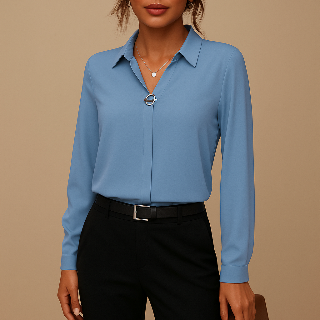 Dames Effen Blouse met Klassieke Kraag | Tijdloze stijl met vrouwelijke pasvorm