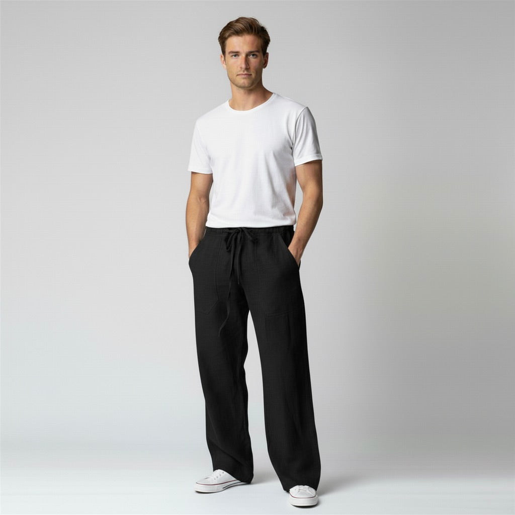 Linnen Heren Vrijetijdsbroek met Ontspannen Pasvorm en Tijdloze Stijl