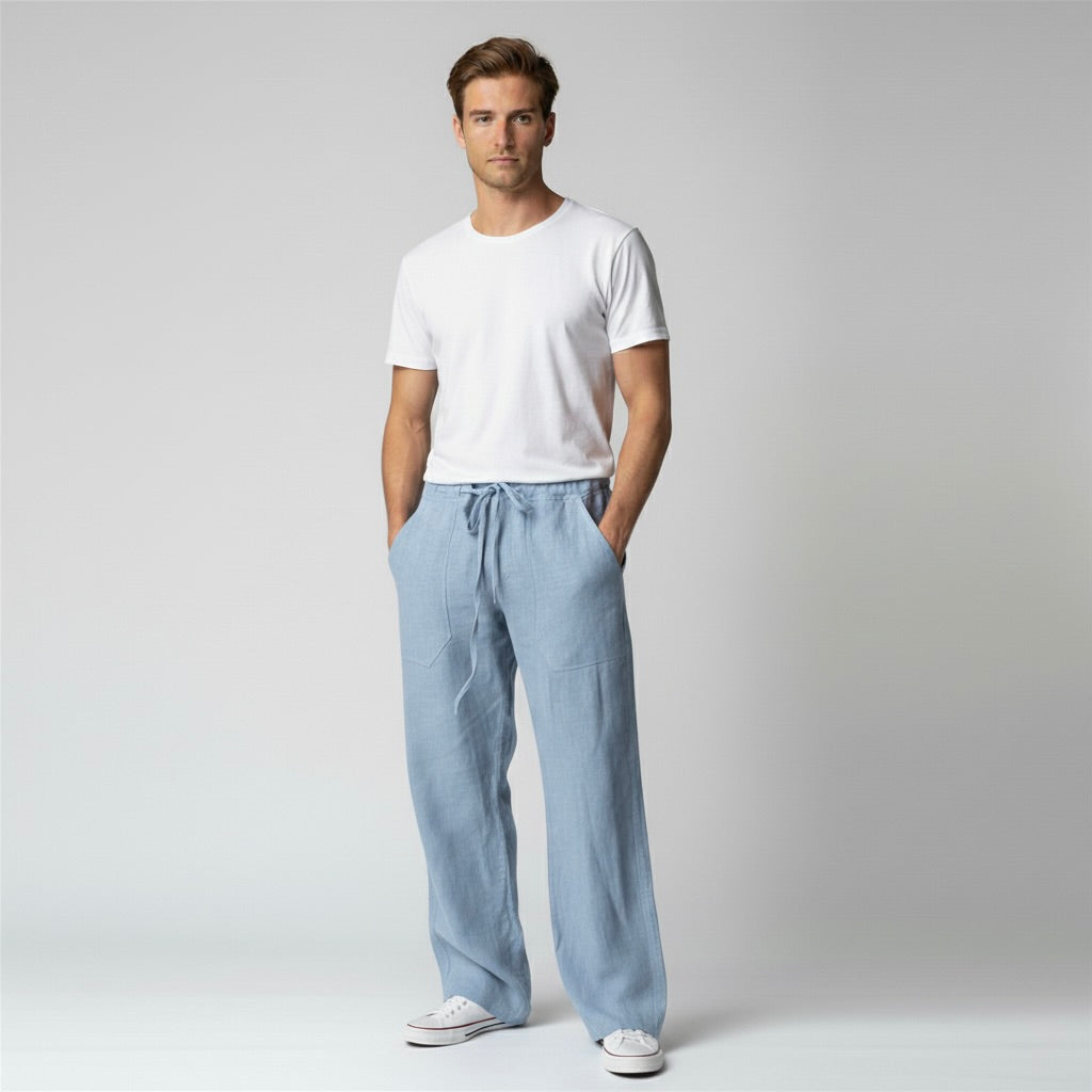 Linnen Heren Vrijetijdsbroek met Ontspannen Pasvorm en Tijdloze Stijl