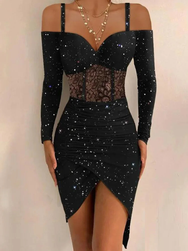 Mode Outlet | GlamChic Off-Shoulder Jurk met Korsetdetail – Pure Elegantie