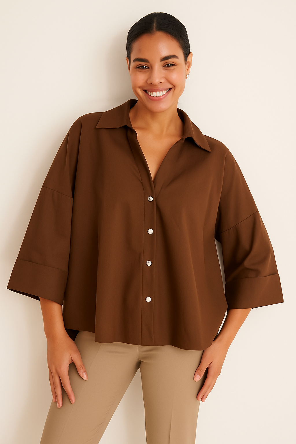 Oversized Blouse met Knopen