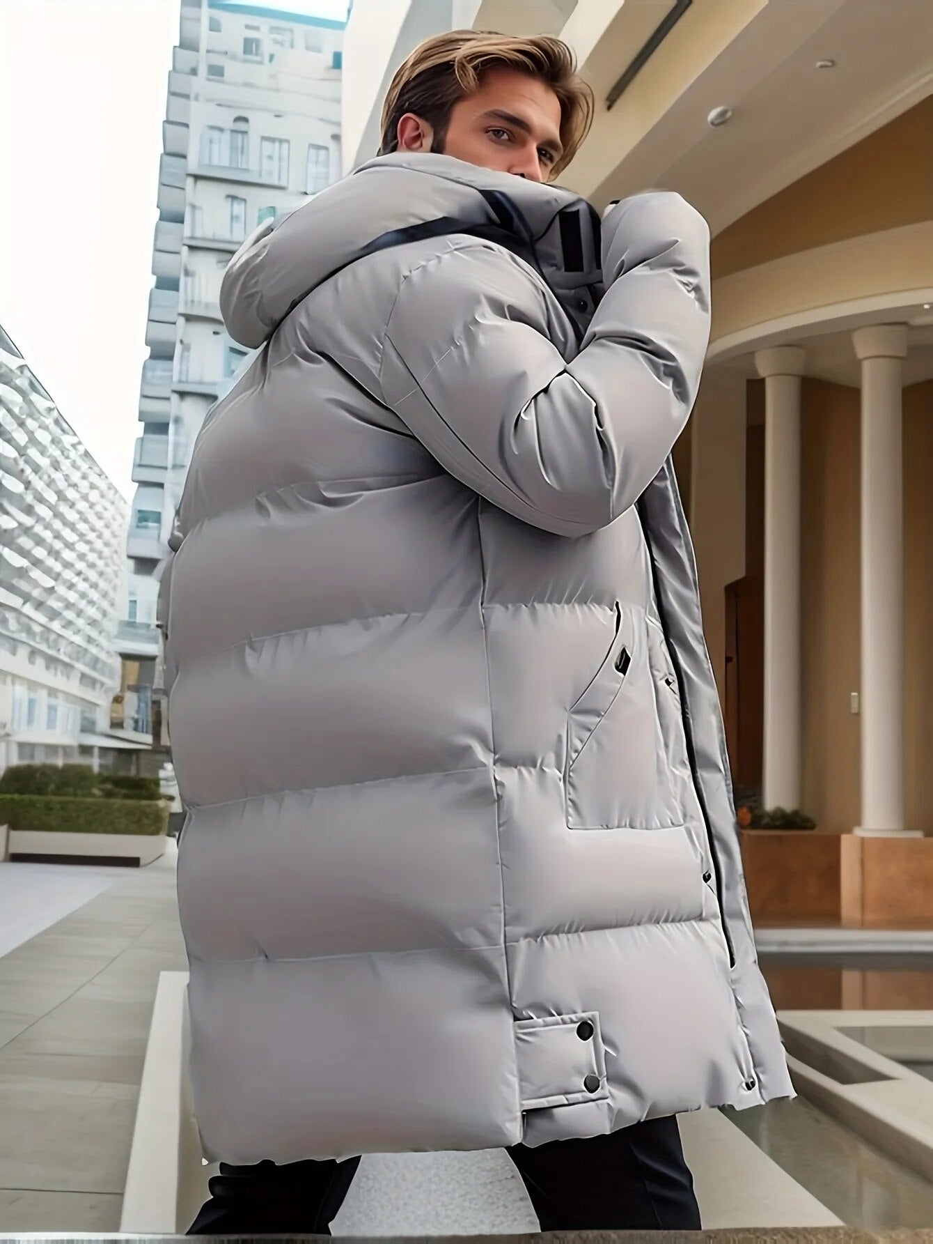 Heren Winterjas Lang – Met Capuchon en Rechte Pasvorm