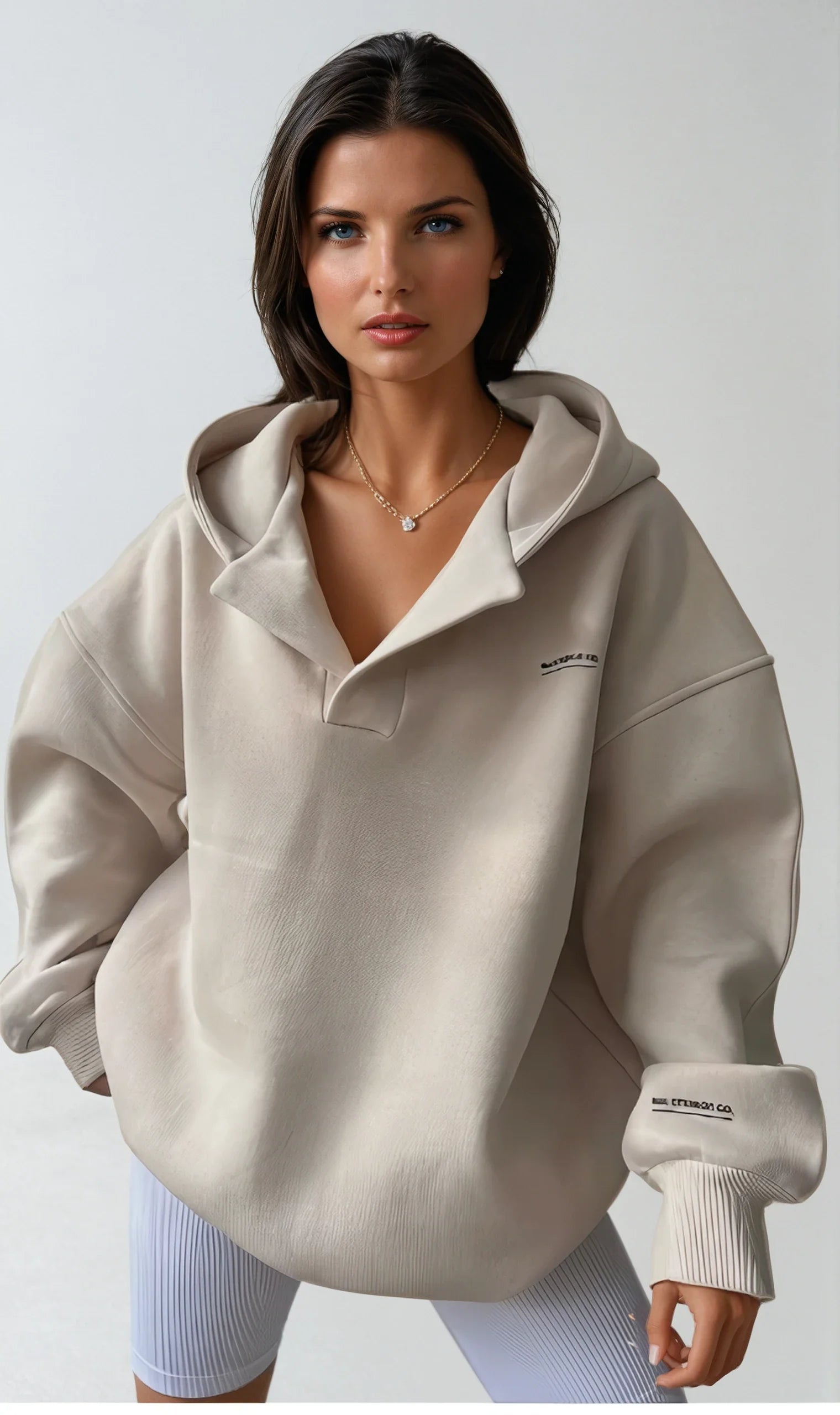 Dames Hoodie – Lage V-hals Met Capuchon en Relaxte Pasvorm