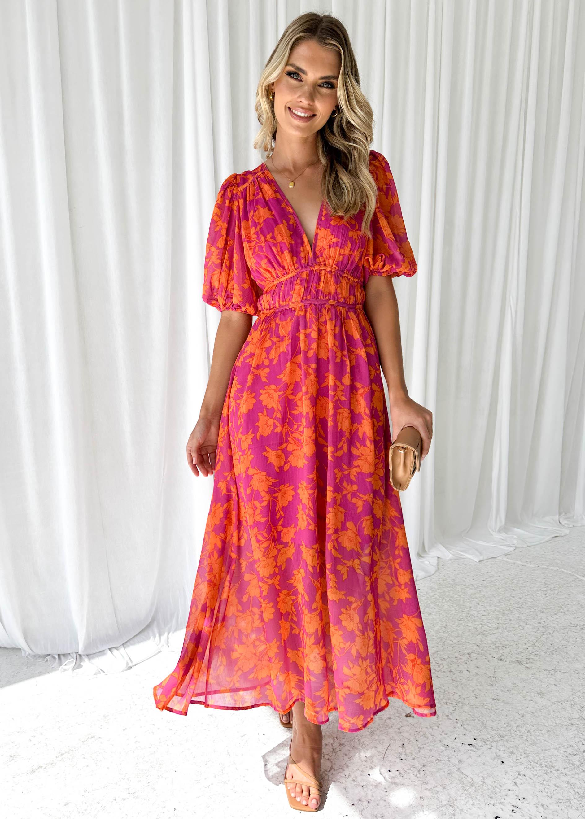 Maxi Jurk met V-Hals en Bloemenprint