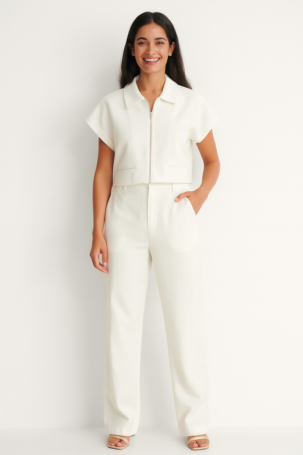 Tweedelig Damespak met Zip-Top en Broek
