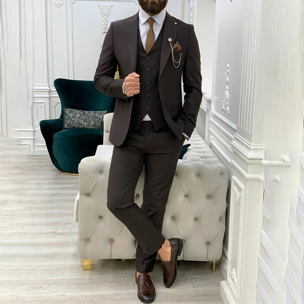 Heren Slim Fit Pak – 3-Delig Business Kostuum Voor Zakelijke Gelegenheden
