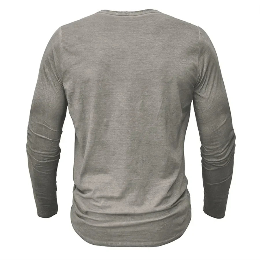 Mode Outlet | Heren Henley Shirt met Lange Mouwen – Casual & Comfortabel
