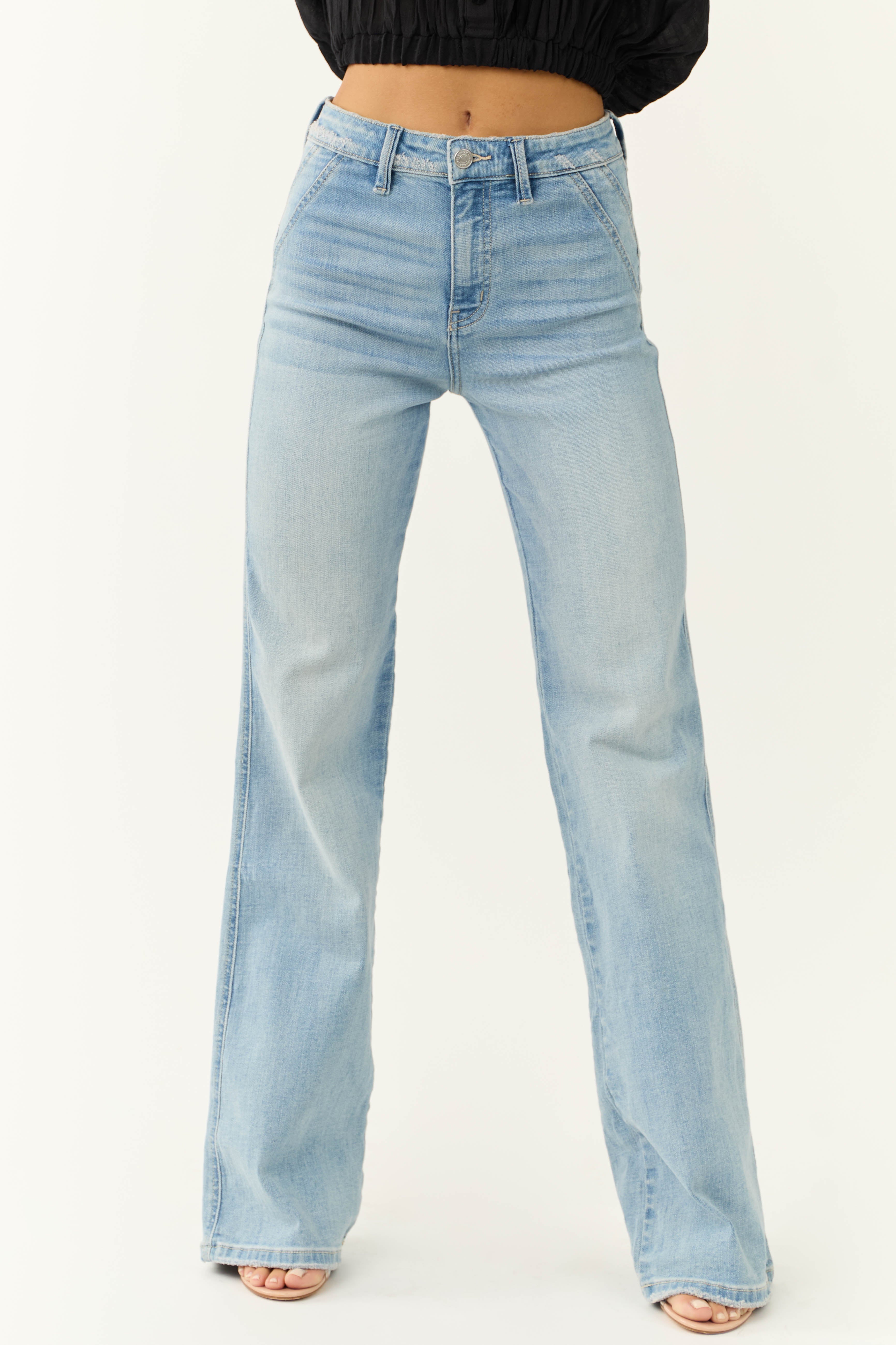 Dames Flared Jeans – Lichtblauw Met Hoge Taille en Stretch