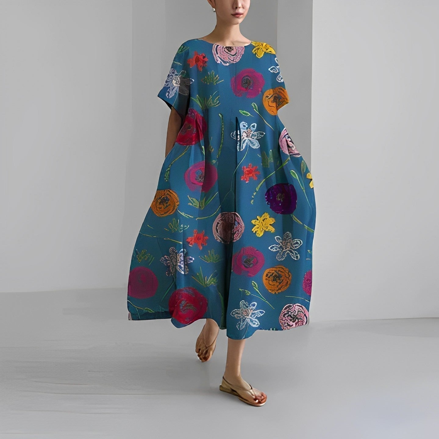 Lange Zomerjurk met Bloemenprint