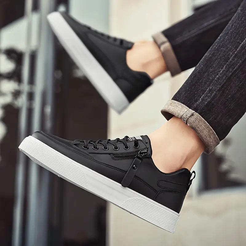 Heren lage sneakers | Stevig ontwerp met veters en rits