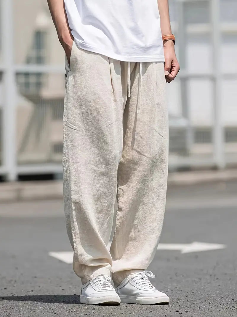 Mode Outlet | Baggy Linnenbroek voor Heren – Luchtig, Comfortabel & Stijlvol