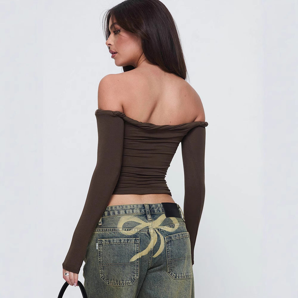 Liva | Off-Shoulder Dames Top met Lange Mouwen