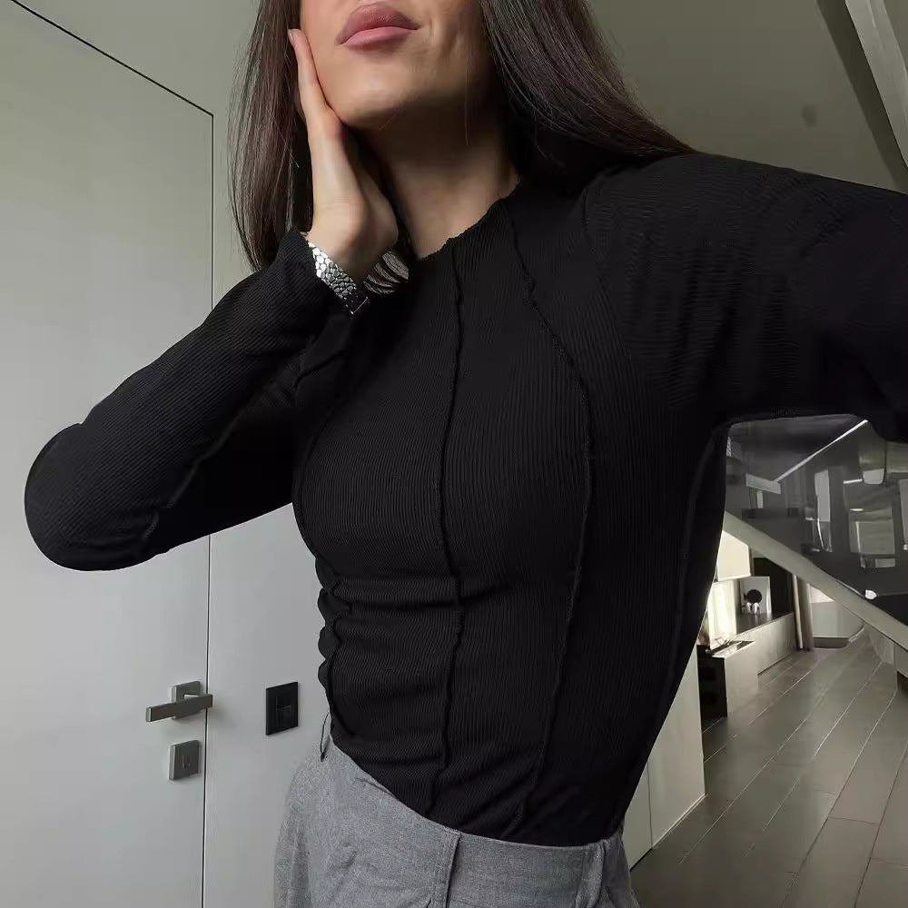 Isabeau | Dames Shirt met Ribstructuur en Lange Mouwen