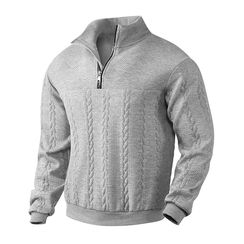 Heren Trui met Kabelpatroon en Half-Zip Rits
