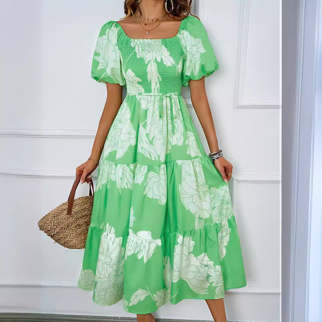 Schoudervrije Midi-Jurk met Elegante Details