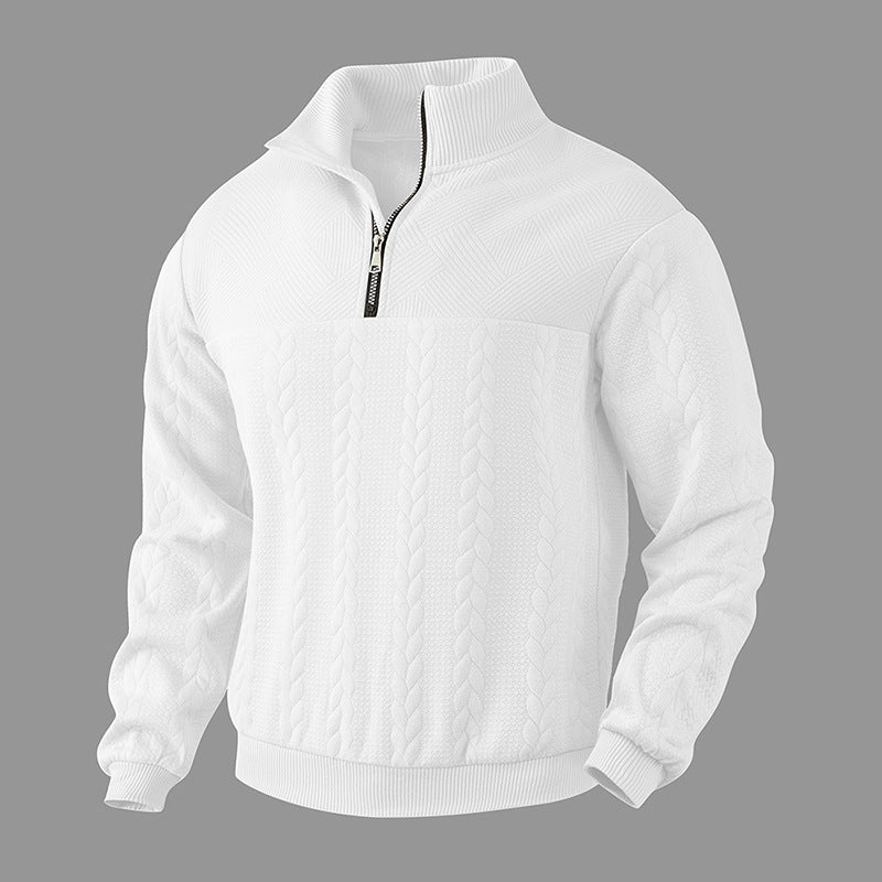 Heren Trui met Kabelpatroon en Half-Zip Rits